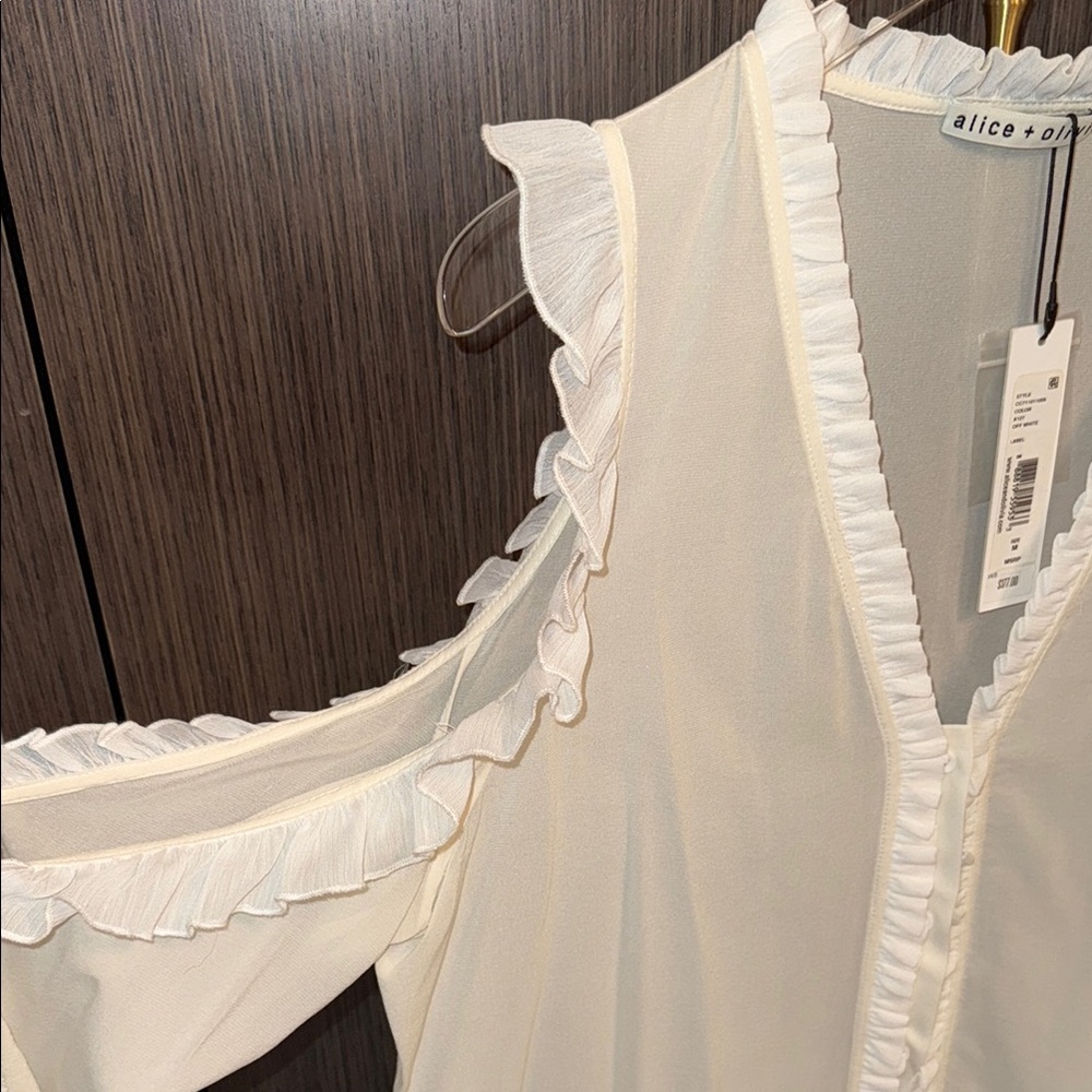 Alice + Olivia Cream Cold Shoulder Blouse - Picture 10 of 16